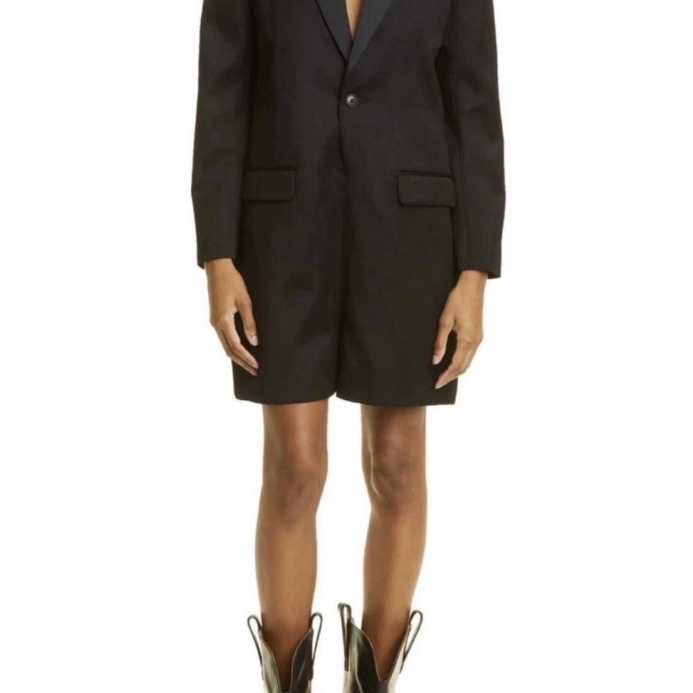 R13 Black Women's  Tuxedo Worsted Wool Long Sleeve Romper With Shorts XS